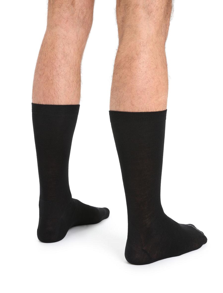 Black Men's Icebreaker Merino Lifestyle Fine Gauge Crew Socks | USA 1011LISH